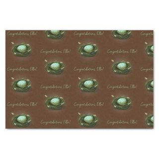 Bird's Nest With Blue Speckled Egg Custom Message Tissue Paper