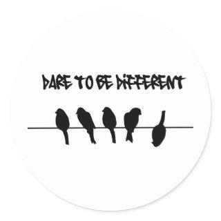 Birds on a wire – dare to be different classic round sticker