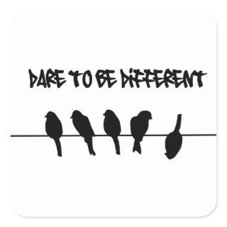 Birds on a wire – dare to be different square sticker
