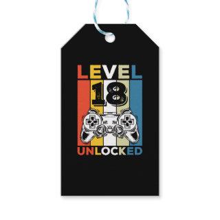 Birthday 18th Level Unlocked 18 Gaming Vintage Gift Tags