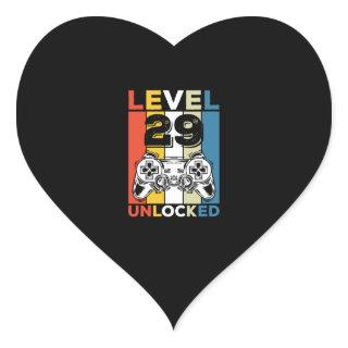 Birthday 29th Level Unlocked 29 Gaming Vintage Heart Sticker