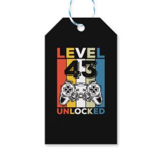 Birthday 43rd Level Unlocked 43 Gaming Vintage Gift Tags