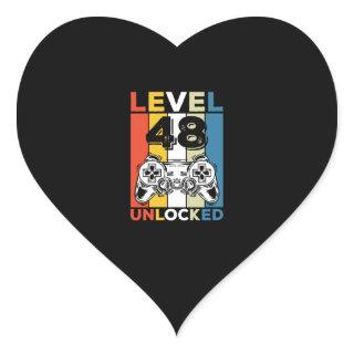Birthday 48th Level Unlocked 48 Gaming Vintage Heart Sticker