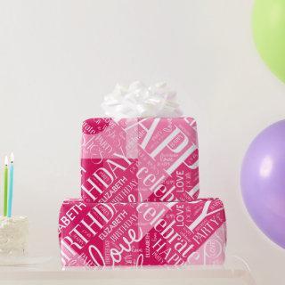 Birthday Add Long Name Color Block Pink ID274