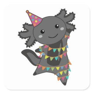 Birthday Axolotl Garland Square Sticker