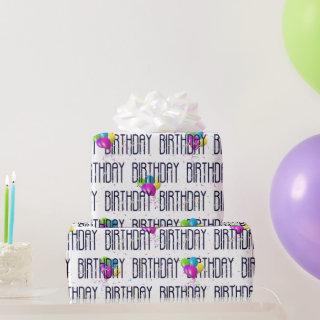 Birthday Balloons and Confetti On White