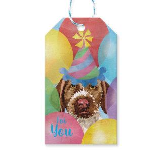 Birthday Balloons German Wirehaired Pointer Gift Tags
