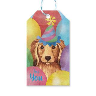 Birthday Balloons Longhaired Dachshund Gift Tags