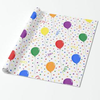 Birthday balloons rainbow confetti