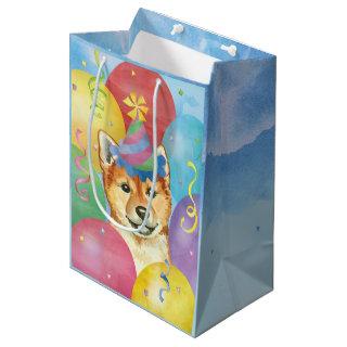 Birthday Balloons Shiba Inu Medium Gift Bag