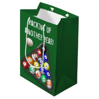 Birthday Billiard Balls on Green Medium Gift Bag