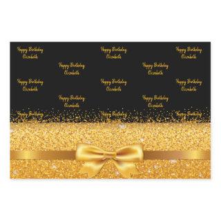 Birthday black gold glitter sparkle monogram name  sheets