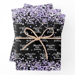 Birthday black violet lavender glitter name  sheets