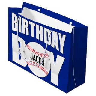 Birthday Boy Baseball Player Party Custom Name Large Gift Bag