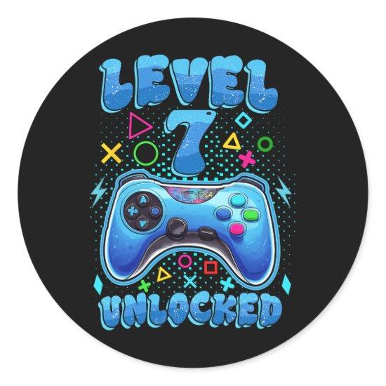 Birthday Boy Level 7 Unlocked Video Gamer Birthday Classic Round Sticker