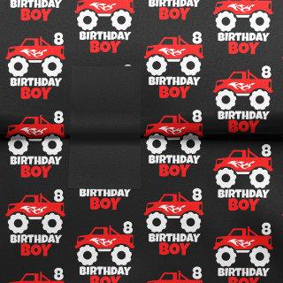 Birthday Boy Red Monster Truck with Age Black Tissue Paper