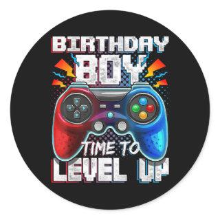 Birthday Boy Time Gamer Level Up Video Game Classic Round Sticker