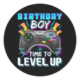 Birthday Boy Time to Level Up Video Game Birthday Classic Round Sticker