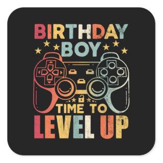 Birthday Boy Time To Level Up Video Game Square Sticker