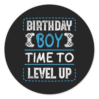Birthday Boy Time To Level Up Video Gamer Classic Round Sticker