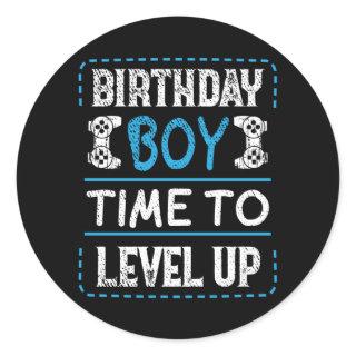 Birthday Boy Time To Level Up Video Gamer Classic Round Sticker