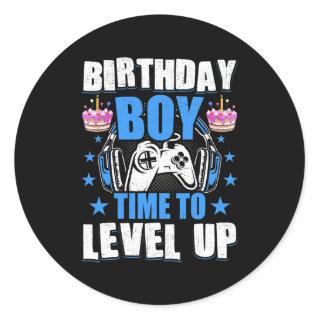 Birthday Boy Time To Level Up Video Gamer Gaming  Classic Round Sticker
