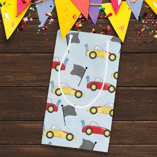 Birthday Boy Whimsical Race Cars Cute Pattern Small Gift Bag
