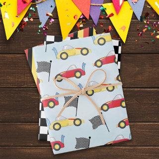 Birthday Boy Whimsical Race Cars Cute Pattern  Sheets