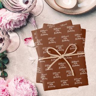 Birthday brown rust white name  sheets