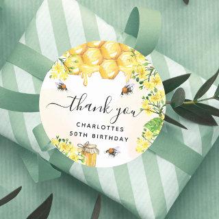 Birthday bumble bees floral honey thank you classic round sticker