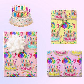 Birthday Cake Balloons Add NAME AGE Girls  Sheets