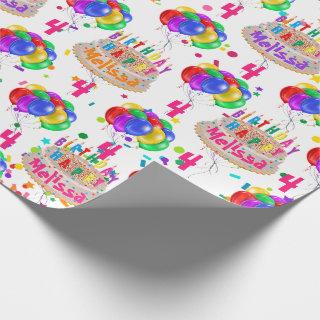 Birthday Cake NAME Balloons Personalize AGE Roll