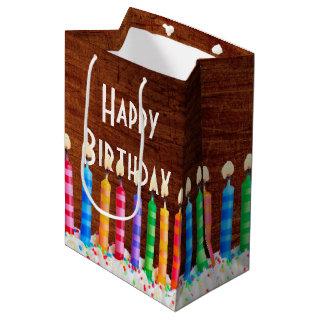 Birthday Candles On Wood Medium Gift Bag