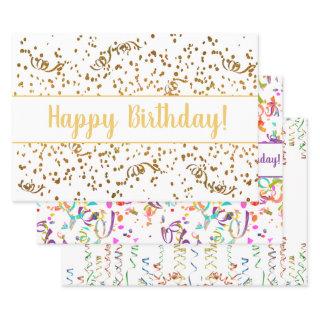 Birthday Colorful Confetti Streamers Gold Custom  Sheets