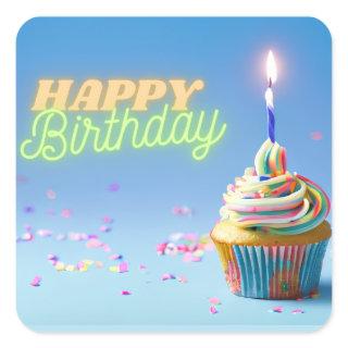 Birthday Cupcake Square Sticker