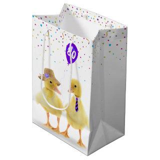 Birthday Ducklings with 80th Birthday Balloon Medium Gift Bag