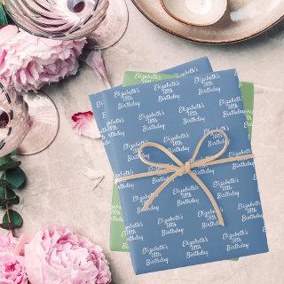 Birthday dusty blue sage green white name  sheets