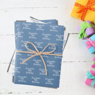 Birthday dusty blue white name  sheets