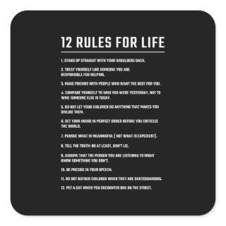 Birthday Gift 12 Rules For Life Square Sticker