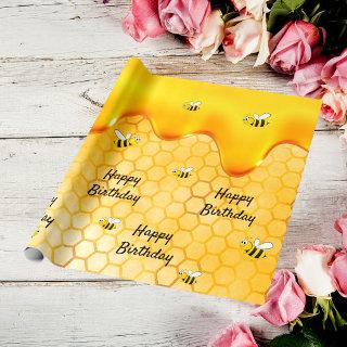 Birthday happy bumble bees honeycomb dripping