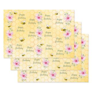Birthday happy bumble bees honeycomb florals  sheets