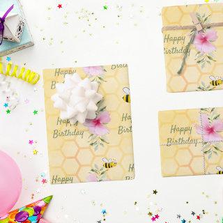 Birthday happy bumble bees honeycomb florals  sheets