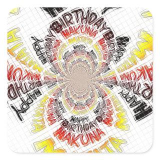 Birthday Kaleidoscope Art Print Square Sticker