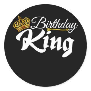 Birthday King Royal Crown Novelty For Men and Classic Round Sticker