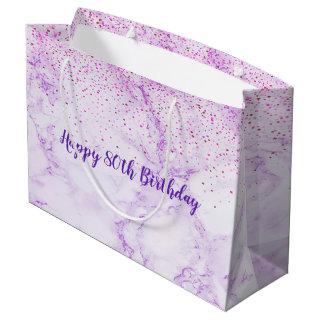 Birthday lavender marble confetti elegant large gift bag
