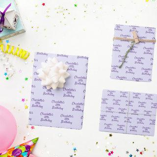 Birthday lavender purple name script  sheets