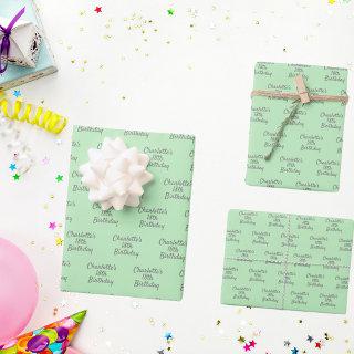 Birthday mint green gray name script  sheets