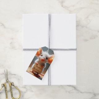 Birthday Mouse With Cardboard Sign Gift Tags
