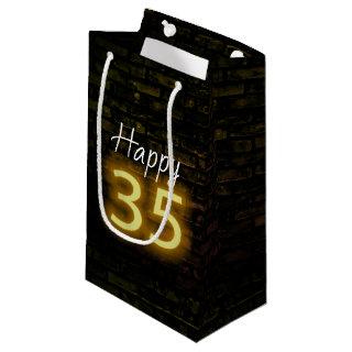 Birthday Neon 35 Sign on Brick  Small Gift Bag