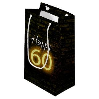 Birthday Neon 60 Sign on Brick   Small Gift Bag